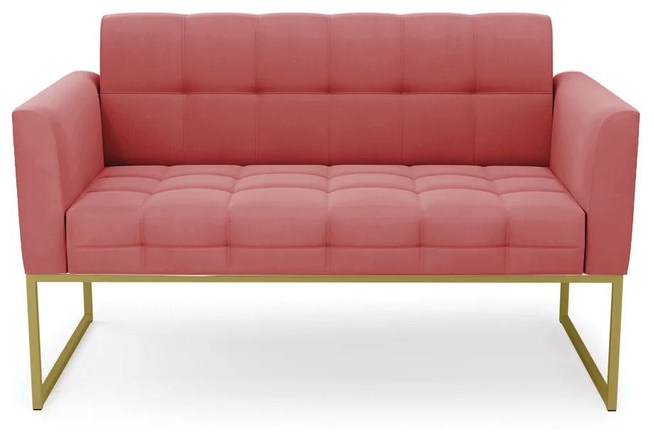 Sofá Namoradeira Elisa Suede Base Metálica Industrial Dourado - D'Rossi - Rose