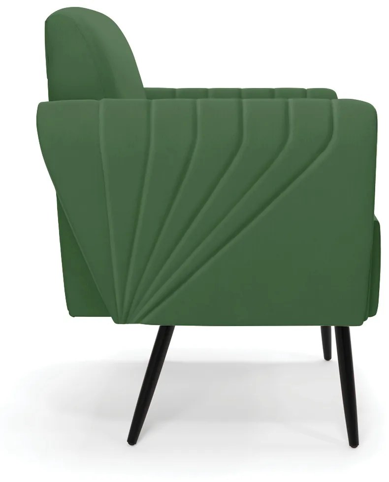 Sofá Namoradeira com Poltrona Pés Palito de Ferro Bruna Suede - D'Rossi - Verde