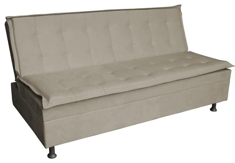 Sofá Cama Decorativo 2 Lugares Encosto Reclinável 190cm Impala Suede Bege G23 - Gran Belo