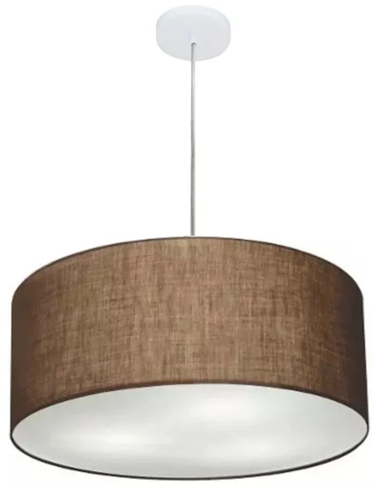 Lustre Pendente Cilíndrico Md-4100 Cúpula em Tecido 50x25cm Café - Bivolt