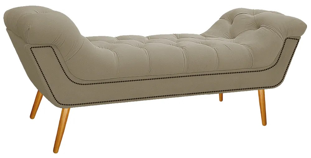 Calçadeira Estofada Veneza 140 cm Casal Linho Bege - ADJ Decor
