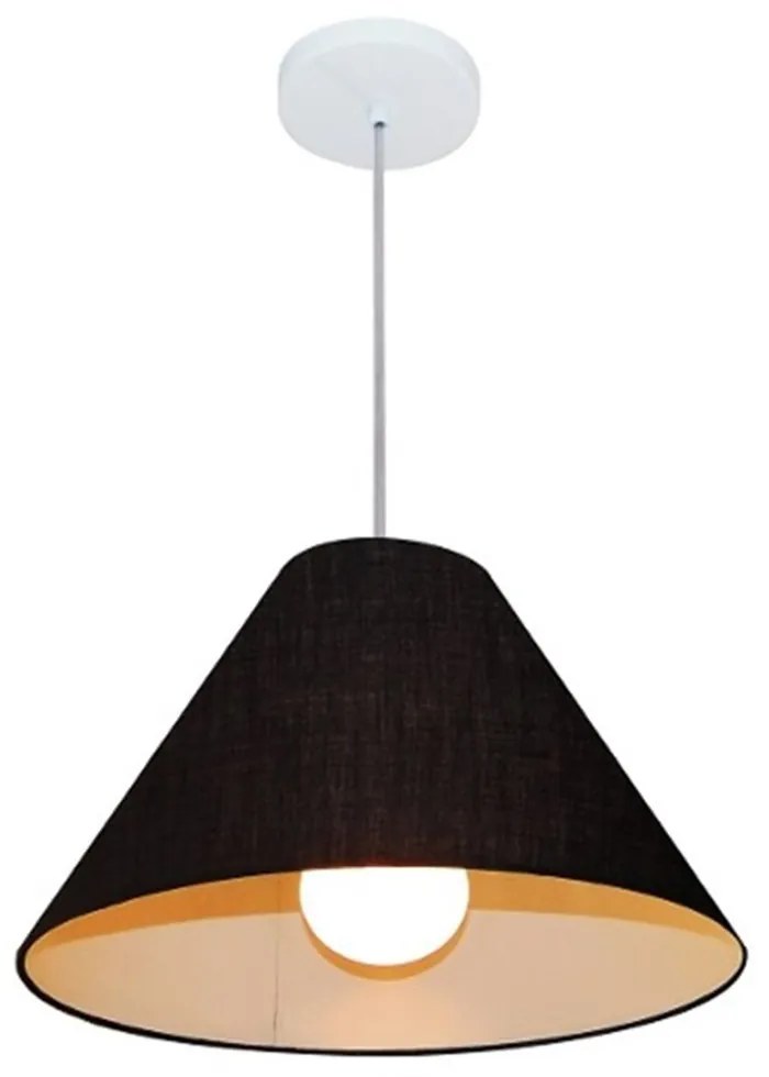Lustre Pendente Cone Md-4078 Cúpula em Tecido 25/40x15cm Preto - Bivolt
