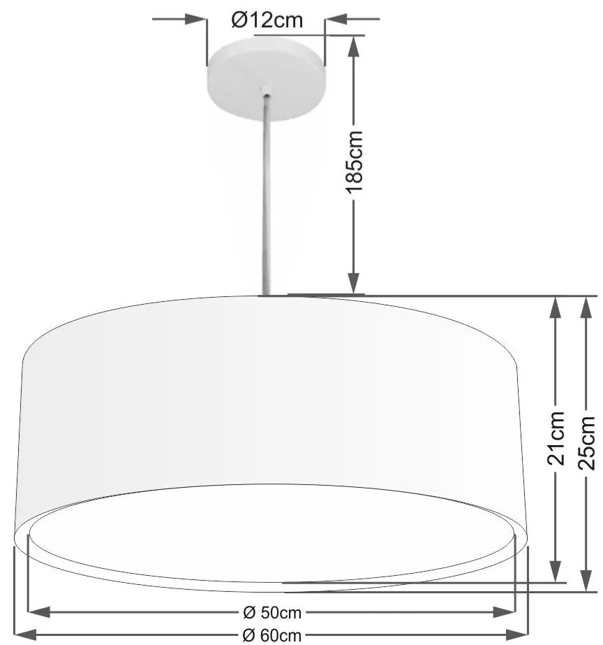 Lustre Pendente Cilíndrico Duplo Md-4297 Cúpula em Tecido 60x25cm Café - Bivolt