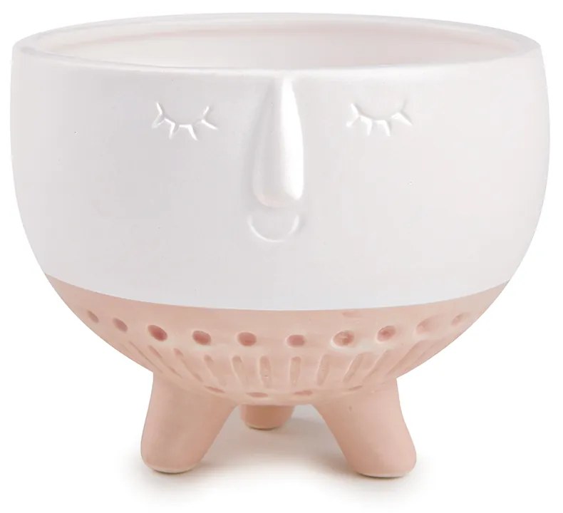 Cachepot em Cerâmica Branco e Rosê 9,5x12,5 cm - D'Rossi