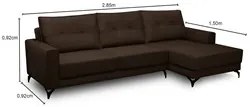 Sofá 4 Lugares com Chaise Direito 285cm Soreh F05 Veludo Marrom - Mpoz
