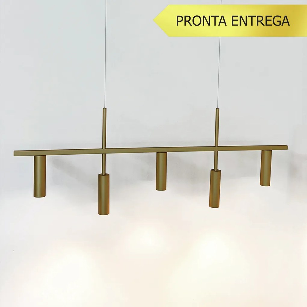 Pendente Retângular 101X3,8X44,5Cm Tubo Desalinhado Alumínio 5Xmr11 -... (CHAMPANHE)
