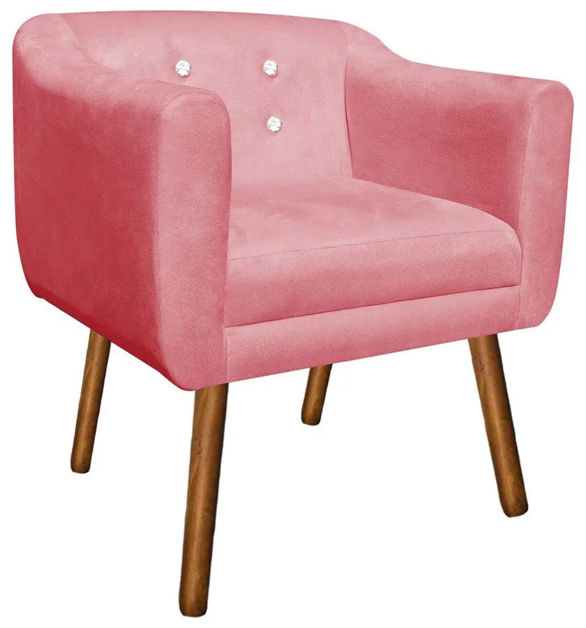 KIT 02 POLTRONAS JULIA SUEDE COM STRASS  - Rose