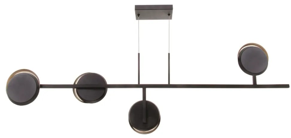 Pendente Eclipse Linear Assimetrico 120X10X35Cm Discos Metal Aluminio... (GRAFITE, 110V)