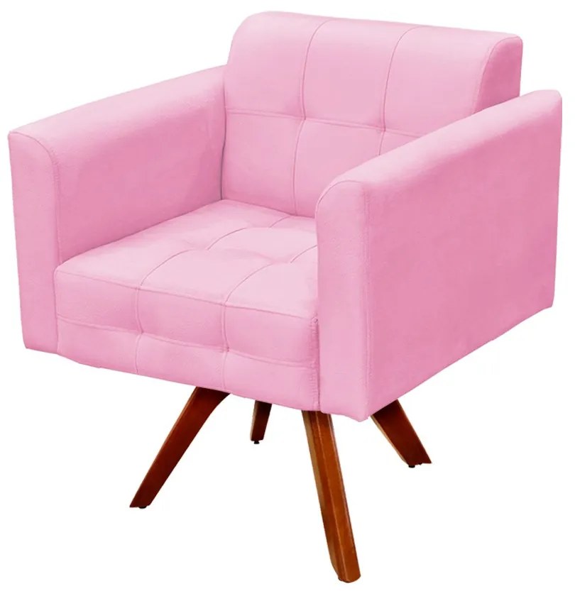 Poltrona Decorativa Giratória MM30 Elisa Suede Rosa Bebê D03 - D'Rossi