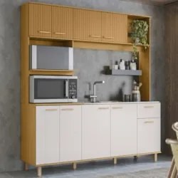 Cozinha Compacta e Pia 120cm Luiza Freijó/Ripado/Off Acetinado Z44 - M