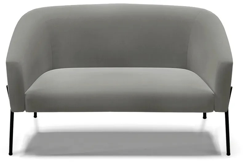 Sofá 2 Lugares Namoradeira Pé de Ferro Preto Stella Suede D03 - D'Rossi - Grafite