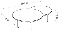 Mesa de Centro para Sala Redonda Dupla Industrial Charlie D04 Griz/Dou