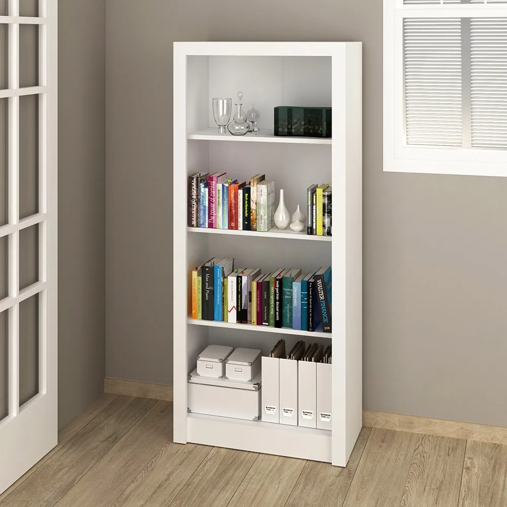 Armário Estante Alto para Escritório Home Office ME4137 MDP Branco G69 - Gran Belo