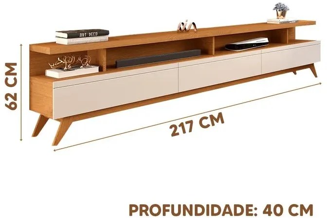 Rack Vivare 2.2 Wood Nature/Off White - Giga Móveis