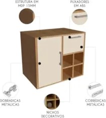 Gabinete Banheiro 68cm Para Cuba 1 Porta Nanna Mel/Arenas F10 - Mpozen
