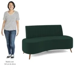 Sofá 2 Lugares para Sala Living 135cm Pés Palito Tamar Z08 Veludo Verd
