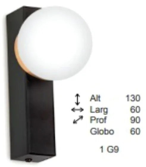 Arandela Point Slim 09X06X13Cm Globo Ø06Cm 1Xg9 - Old Artisan Ar-5563 (COBRE FOSCO, CLEAR (Transparente))