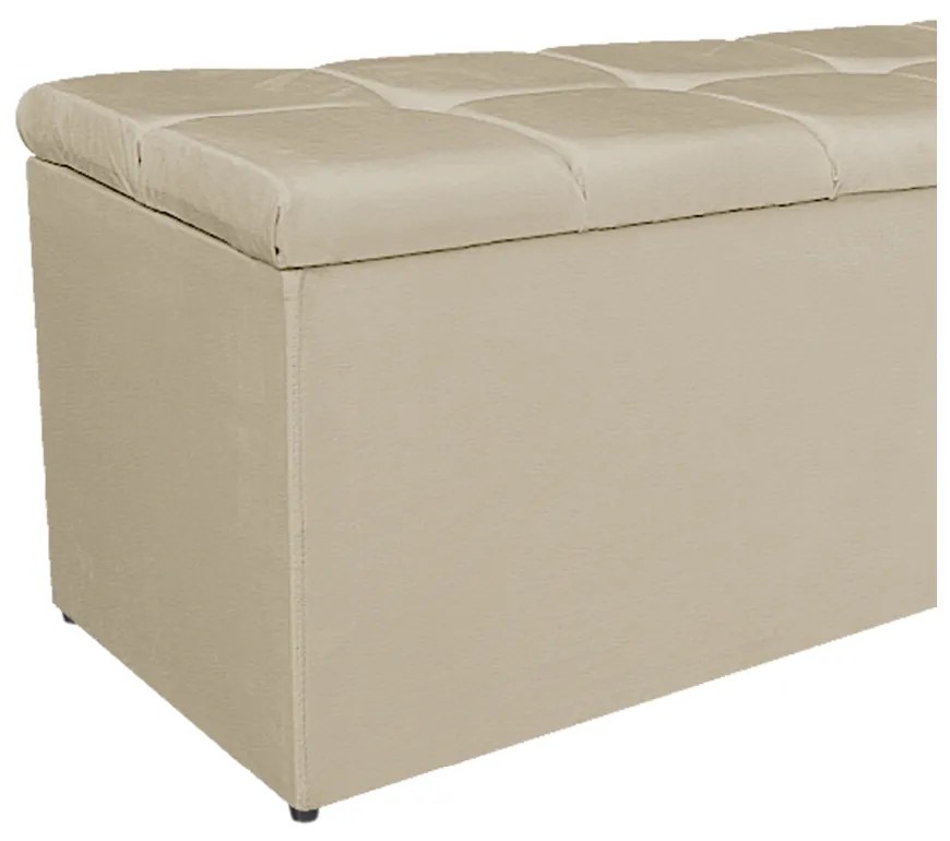 Calçadeira Estofada Manchester 195 cm King Size Corano Bege - ADJ Decor