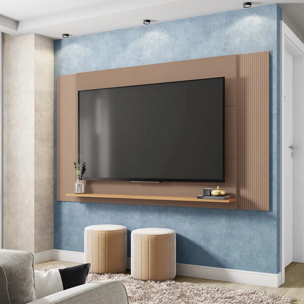 Painel TV até 65 Pol Extensível 136-150-180cm Suspenso Visari Marrom/Freijó C01 - D'Rossi