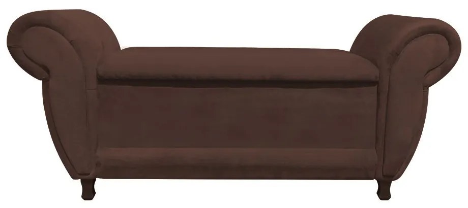 Recamier com Baú Itália Namoradeira Calçadeira Suede Marrom - D'Rossi