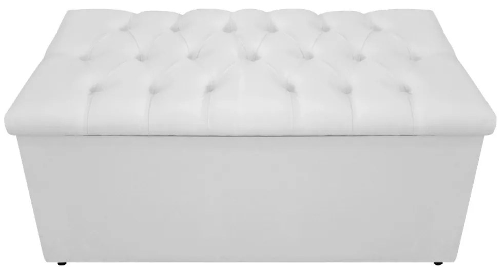 Recamier Baú Estofada Mel 90 cm Solteiro Com Capitonê  Suede Branco - ADJ Decor