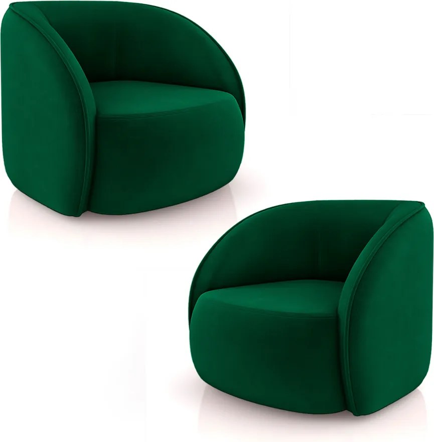 Kit 2 Poltronas Decorativas Sala de Estar Clarke Veludo Verde G45 - Gran Belo