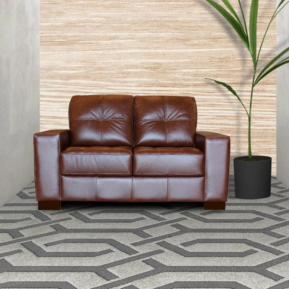 Sofá 2 Lugares Sala de Estar 150cm Milão Couro Caramelo G03 - Gran Belo