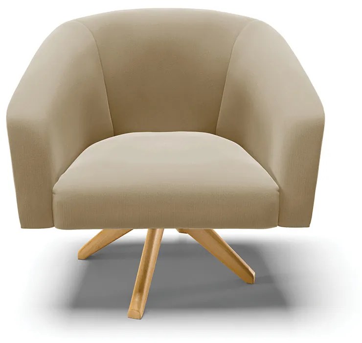 Poltrona Decorativa Giratória MA30 Stella Suede D03 - D'Rossi - Marrom Rato