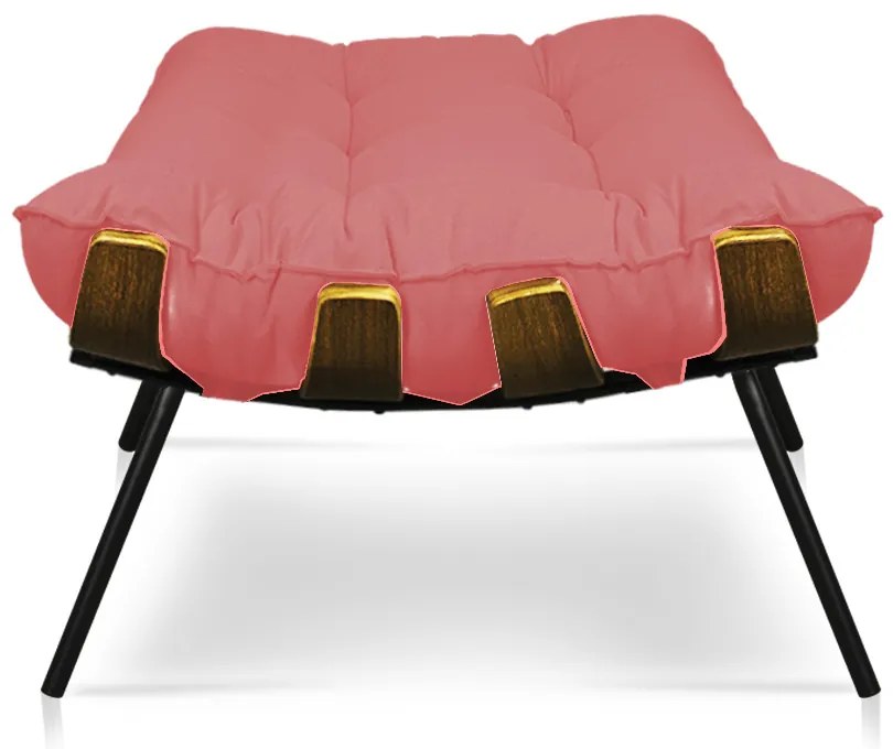 Puff Costela Linho Whiski Rose A106 Base de Metal - D'Rossi