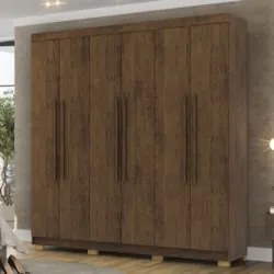 Guarda Roupa Casal 218cm 6 Portas Elegance Imbuia Rústico   - Vila Ric