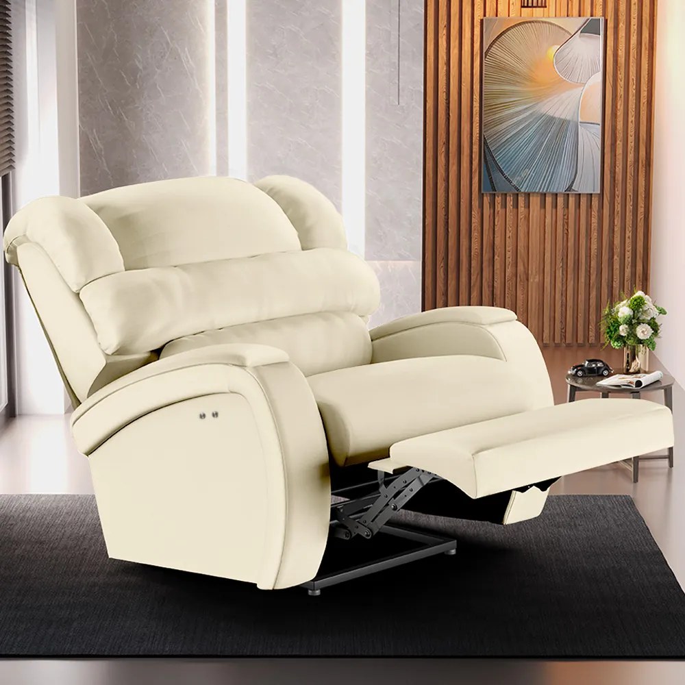Poltrona do Papai Reclinável Napoli Power Touch Massagem PU FH1 - D'Rossi - Bege