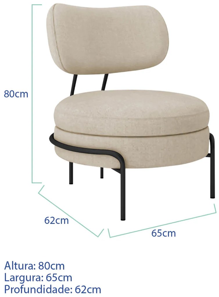 Kit 2 Poltronas Decorativas Luxo Moderna Sala de Estar Recepção Mimo Bouclé