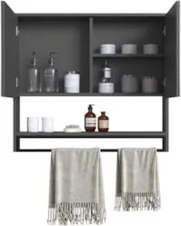 Armário de Banheiro Espelheira com 2 Portas Moscow Grafite Z54 - Mpoze