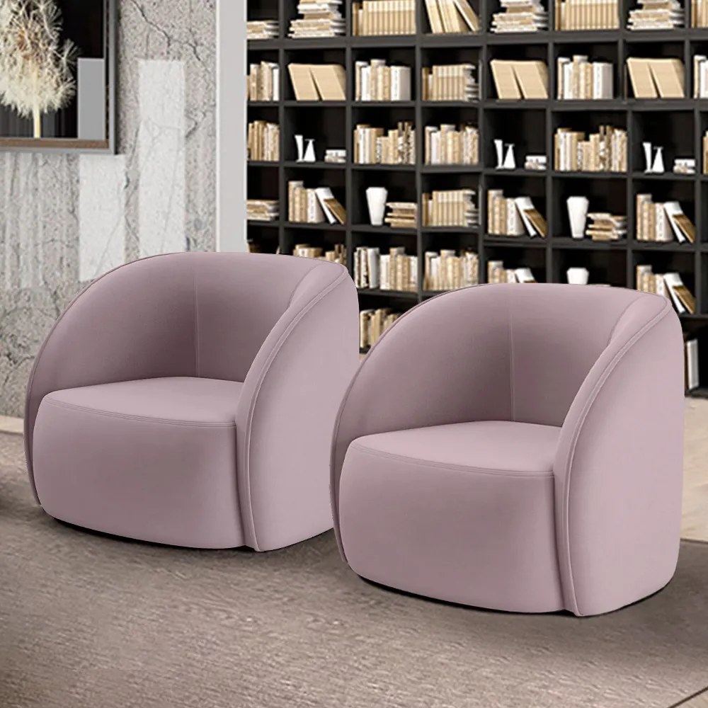 Kit 2 Poltronas Decorativas Sala de Estar Clarke Veludo Rosê G45 - Gran Belo