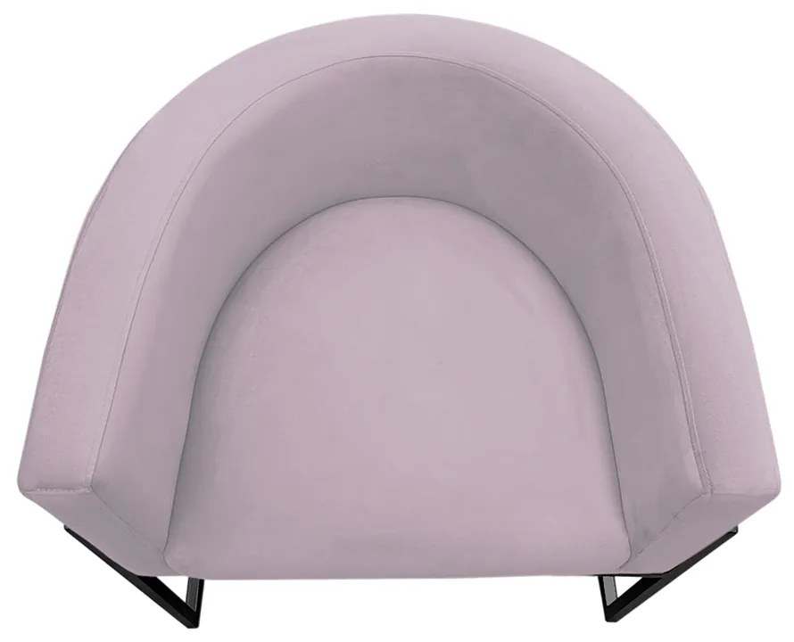 Poltrona Decorativa Base Metal Preta Luna Veludo Rosê - Sheep Estofados - Veludo Rosê