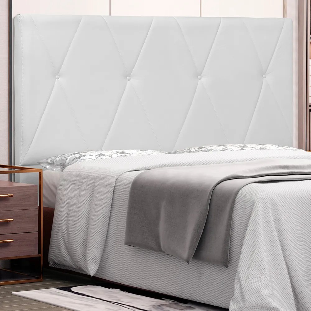 Cabeceira Decorativa 1,40M Yves PU Branco G63 - Gran Belo