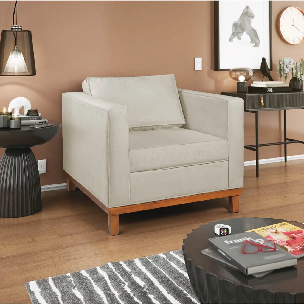 Kit Sofá 3 Lugares e 2 Poltronas Europa 180 cm Estilo Conforto e Elegância Linho - ADJ Decor