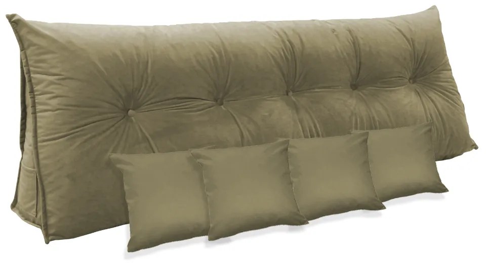 Kit Almofada Mel 1,95 + 4 Almofadas 40x40 Suede Nude