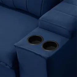 Sofá Retrátil Reclinável 3 Lugares 205cm Baluart F05 Veludo Azul - Mpo