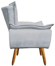 Kit 2 Poltronas Namoradeiras Pés Palito 2 Lugares Opla Suede Cinza - I
