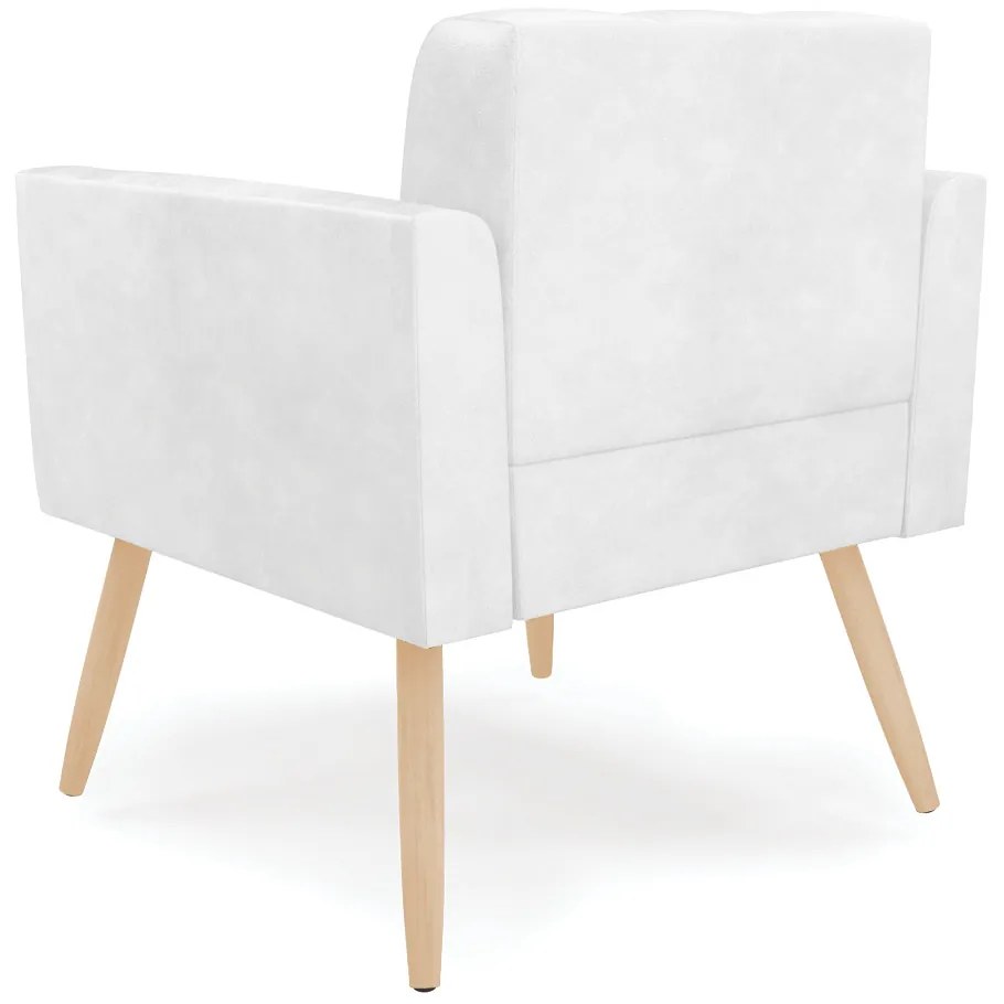 Poltrona Elisa Corano Pés Palito Natural D03 - D'Rossi - Branco