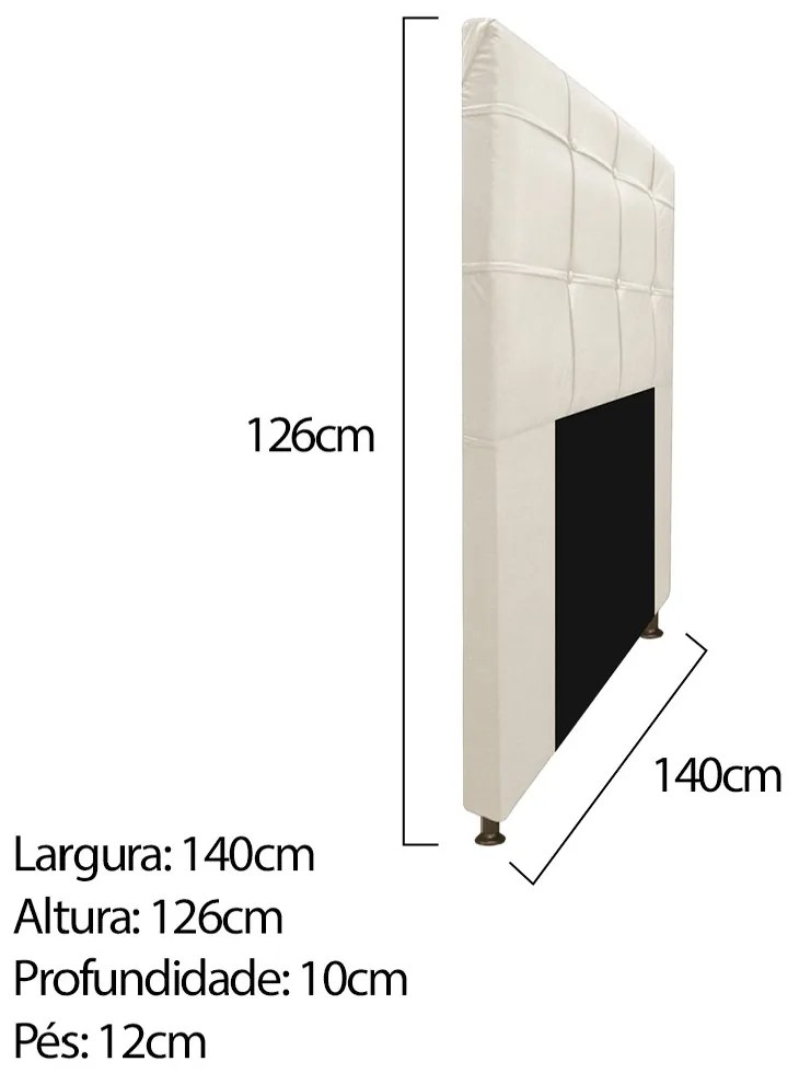 Kit Cabeceira e Calçadeira Baú Estofada Mel 140 cm Casal Com Capitonê Corano Bege - ADJ Decor