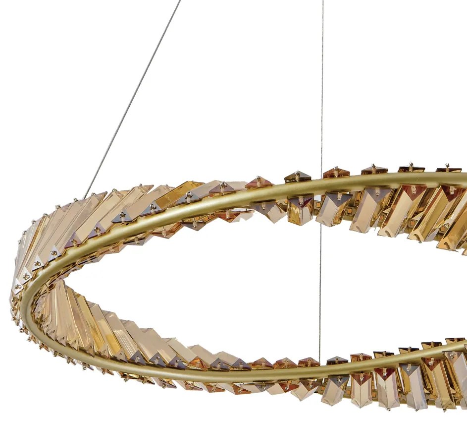 Pendente Mandala Ø60X8Cm Led 60W 3000K Bivolt Alumínio Dourado Cristai...