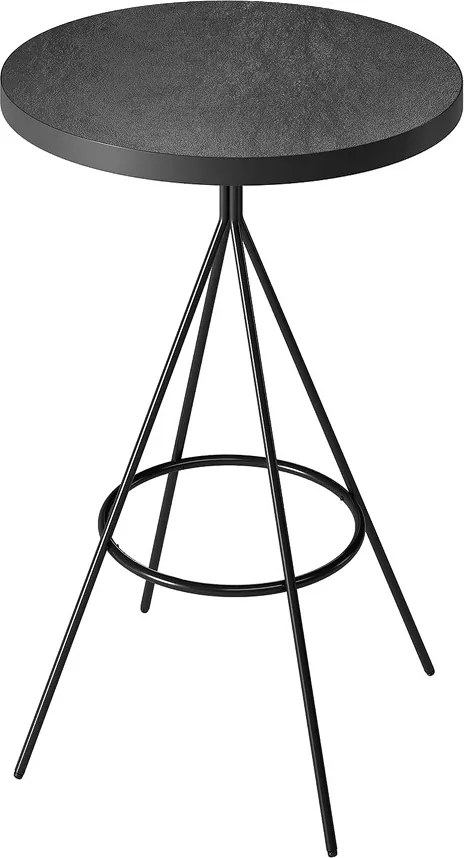 Mesa Bistrô Alta Redonda Cozinha Industrial Pé Aço Dhalia PU S02 - D'Rossi - Preto