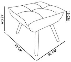 Kit 2 Poltronas Decorativas Pés Palito com Puff Opla Suede Cinza - Ibi