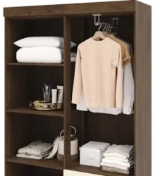 Guarda Roupa Solteiro 103cm Com Espelho Ideal Imbuia/Champanhe - Vila