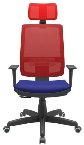 Cadeira Office Brizza Tela Vermelha Com Encosto Assento Aero Azul RelaxPlax Base Standard 126cm - 63630 Sun House