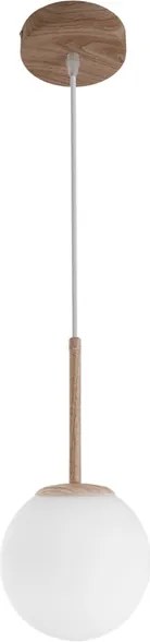Pendente Vidro Metal Madeira Ball