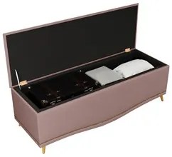 Calçadeira Baú King 195cm com Tachas Imperial J02 Veludo Rosê - Mpozen