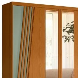 Guarda Roupa Casal 6 Portas Com Espelho 240cm Ouro Verde Cinamomo/Sálv